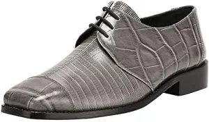 LIBERTYZENO Mens Croco Lizard Print Genuine Leather Adults Slip On & Lace Up Oxford Dress Shoes for Easter Gift