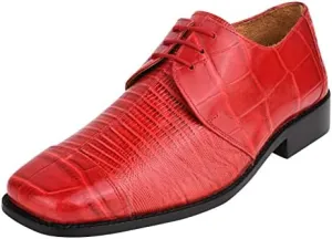 LIBERTYZENO Mens Croco Lizard Print Genuine Leather Adults Slip On & Lace Up Oxford Dress Shoes for Easter Gift