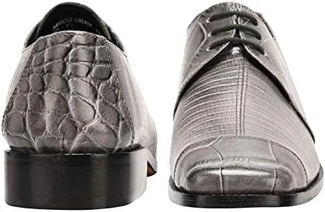 LIBERTYZENO Mens Croco Lizard Print Genuine Leather Adults Slip On & Lace Up Oxford Dress Shoes for Easter Gift