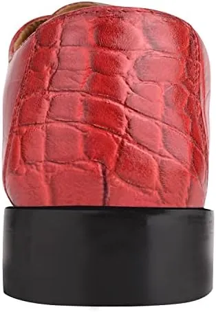 LIBERTYZENO Mens Croco Lizard Print Genuine Leather Adults Slip On & Lace Up Oxford Dress Shoes for Easter Gift