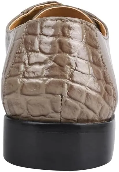 LIBERTYZENO Mens Croco Lizard Print Genuine Leather Adults Slip On & Lace Up Oxford Dress Shoes for Easter Gift