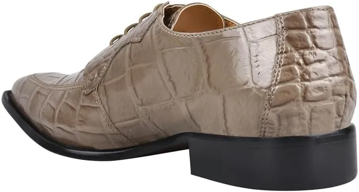 LIBERTYZENO Mens Croco Lizard Print Genuine Leather Adults Slip On & Lace Up Oxford Dress Shoes for Prom Graduation