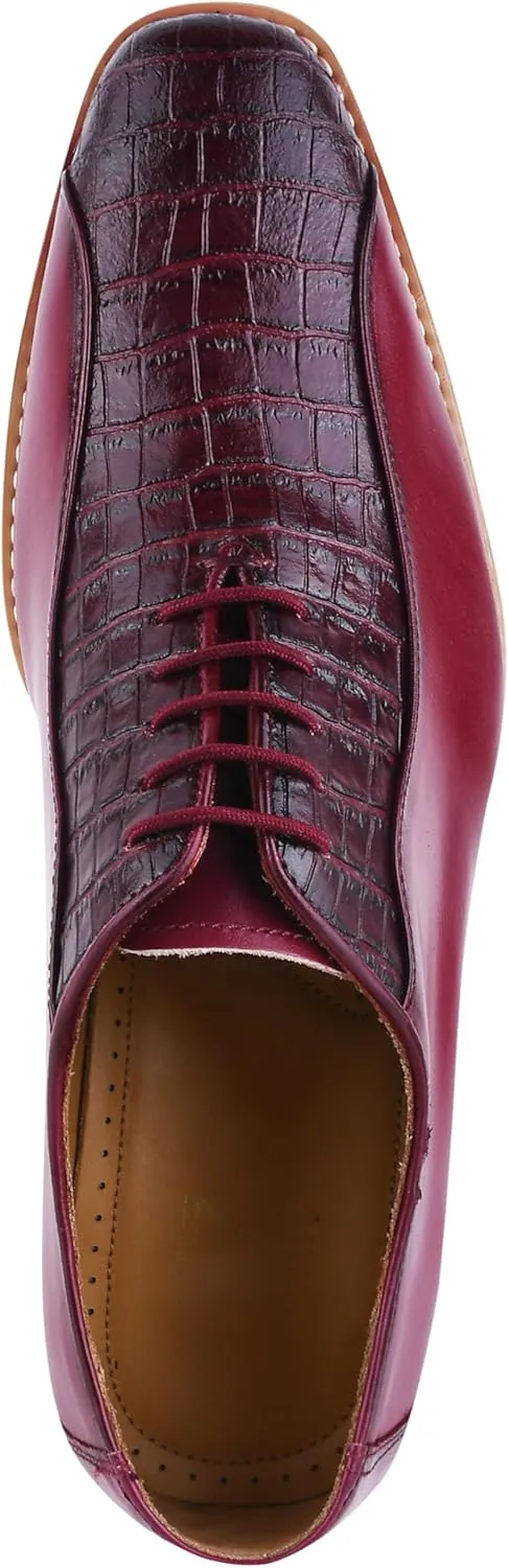 LIBERTYZENO Mens EEL Print Knitted Design Genuine Leather Adults Lace Up Oxford Dress Shoes for Easter Gift LS-112