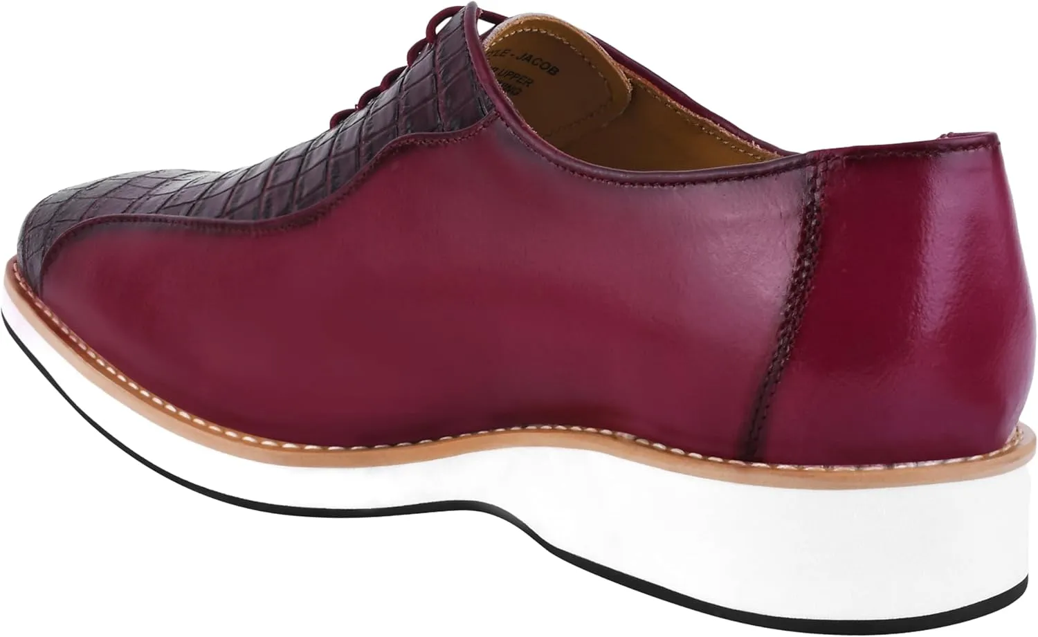 LIBERTYZENO Mens EEL Print Knitted Design Genuine Leather Adults Lace Up Oxford Dress Shoes for Easter Gift LS-112