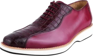 LIBERTYZENO Mens EEL Print Knitted Design Genuine Leather Adults Lace Up Oxford Dress Shoes for Easter Gift LS-112
