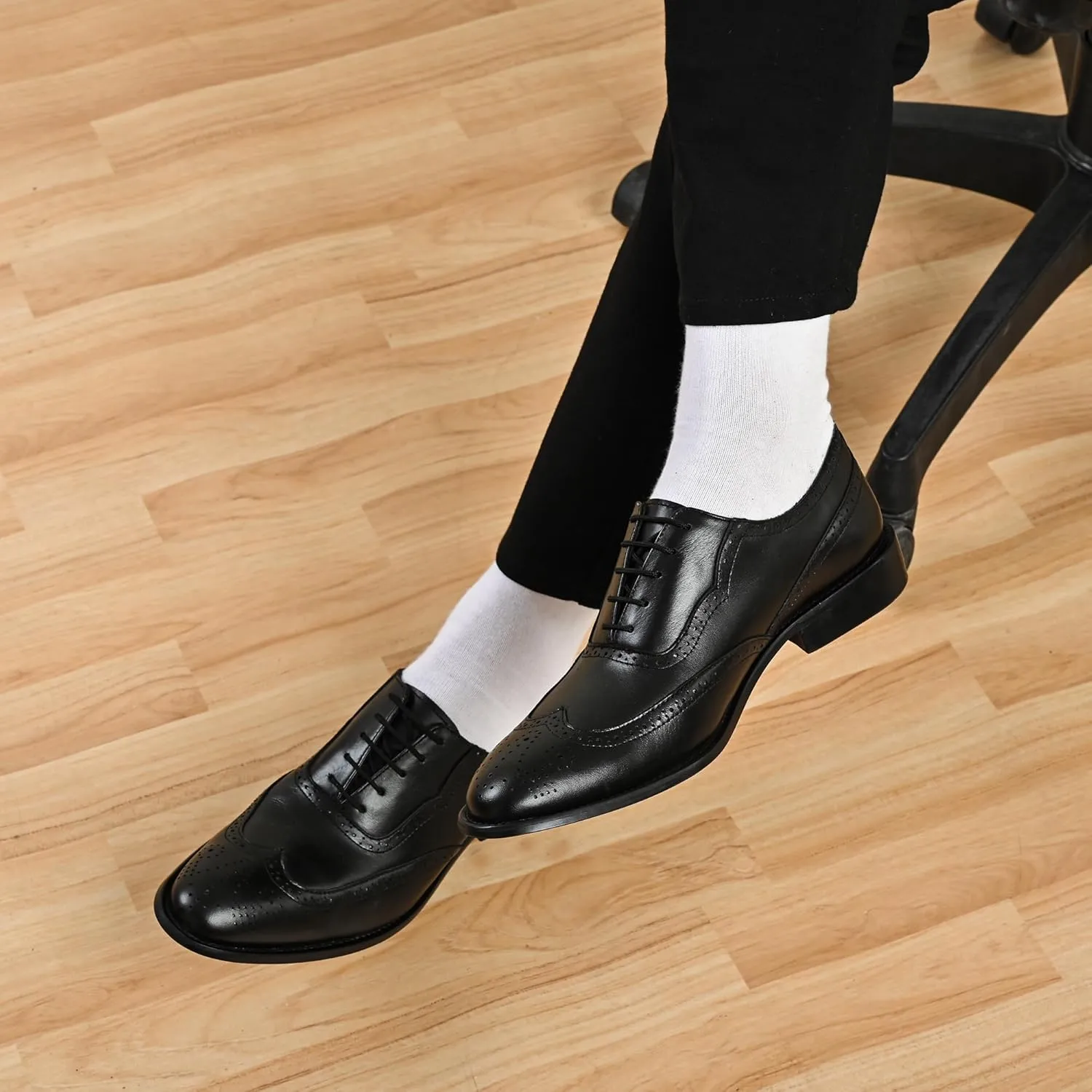 LIBERTYZENO Mens Genuine Leather Adults Wingtip Lace Up Oxford Dress Shoes for Easter Gift