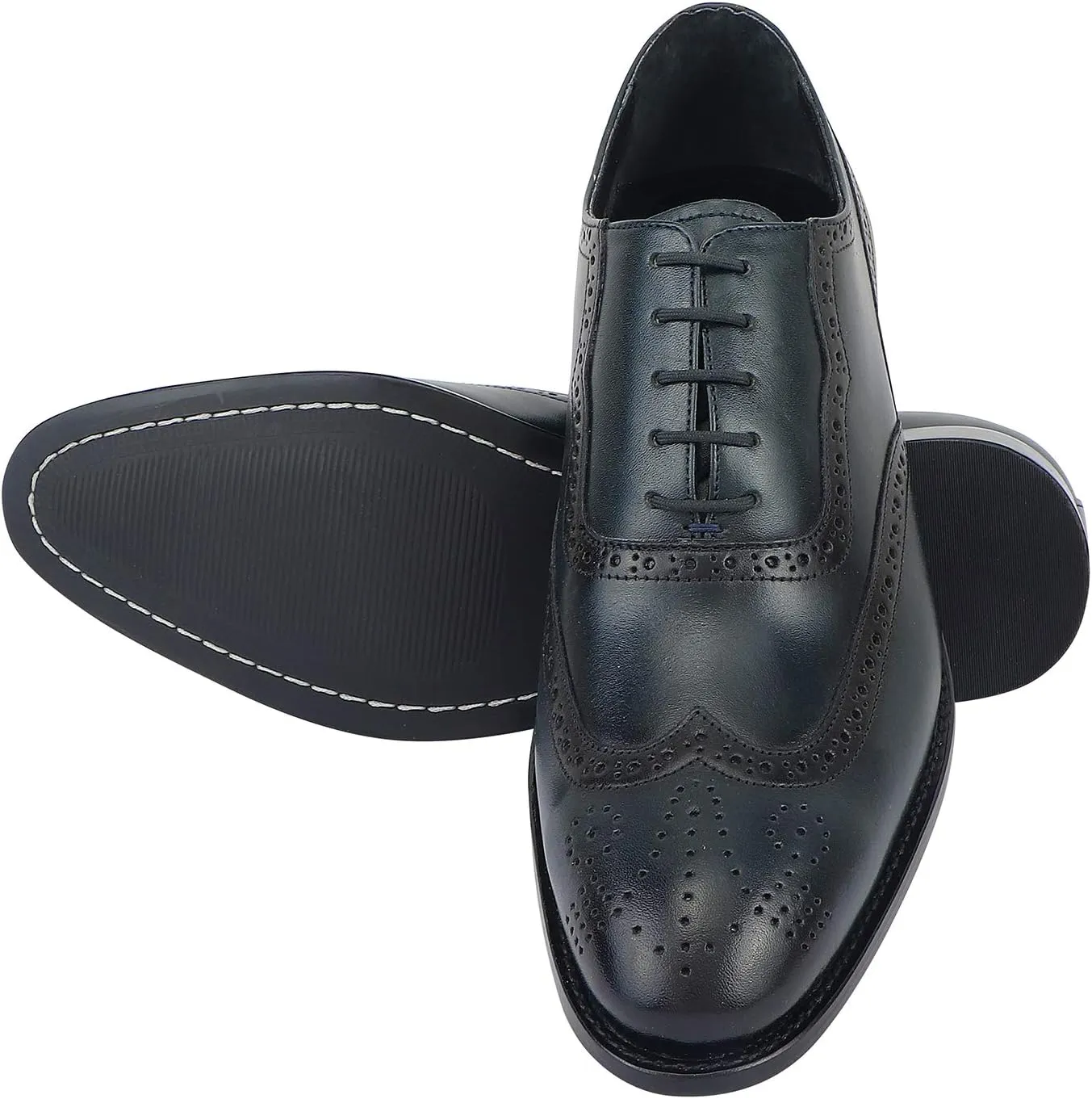 LIBERTYZENO Mens Genuine Leather Adults Wingtip Lace Up Oxford Dress Shoes for Easter Gift