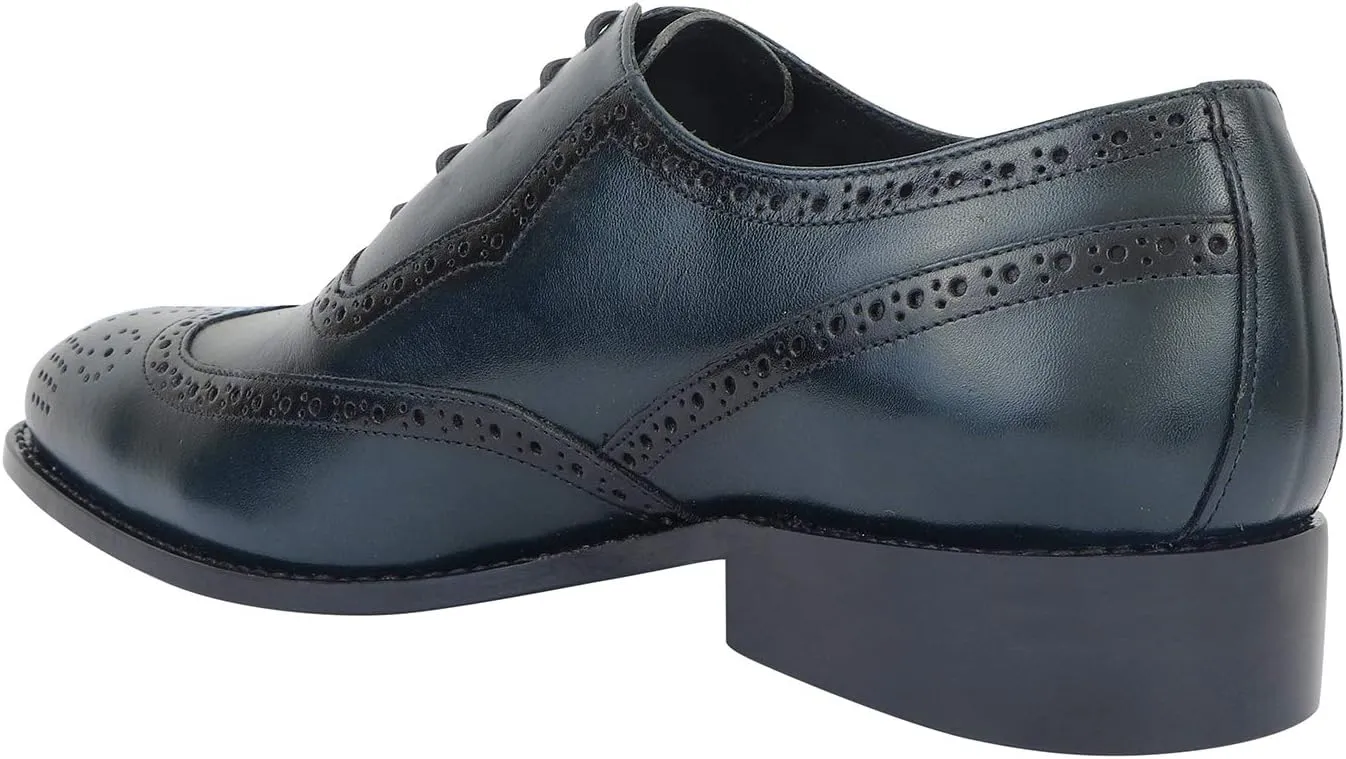 LIBERTYZENO Mens Genuine Leather Adults Wingtip Lace Up Oxford Dress Shoes for Easter Gift