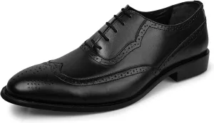 LIBERTYZENO Mens Genuine Leather Adults Wingtip Lace Up Oxford Dress Shoes for Easter Gift