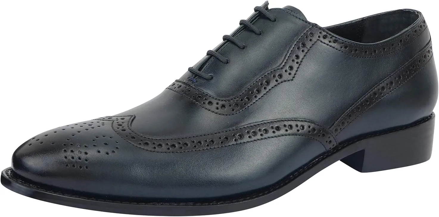LIBERTYZENO Mens Genuine Leather Adults Wingtip Lace Up Oxford Dress Shoes for Easter Gift