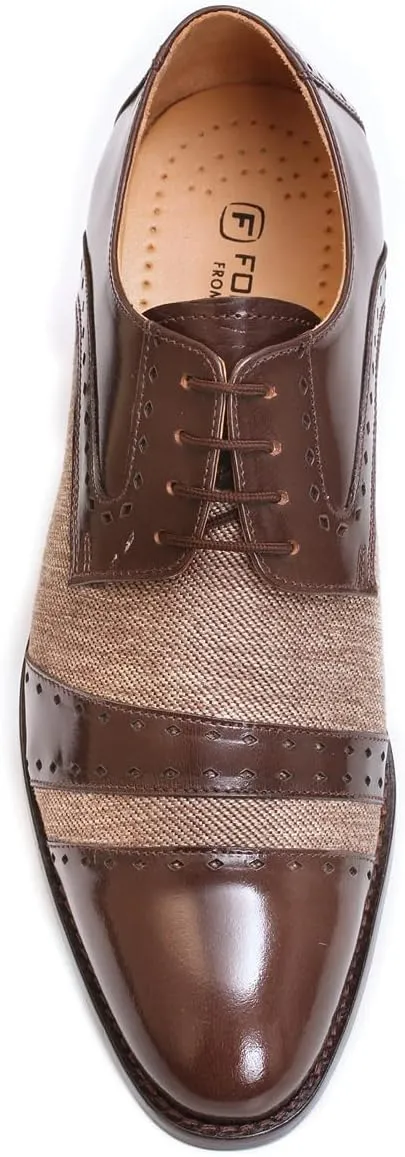 LIBERTYZENO Mens Genuine Leather Adults Wingtip Lace Up Oxford Dress Shoes for Prom Graduation