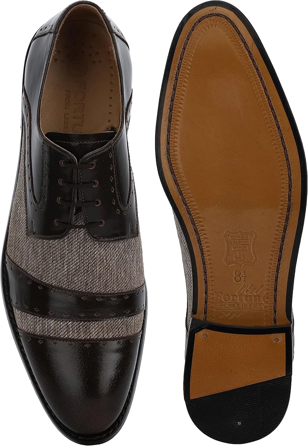 LIBERTYZENO Mens Genuine Leather Adults Wingtip Lace Up Oxford Dress Shoes for Prom Graduation