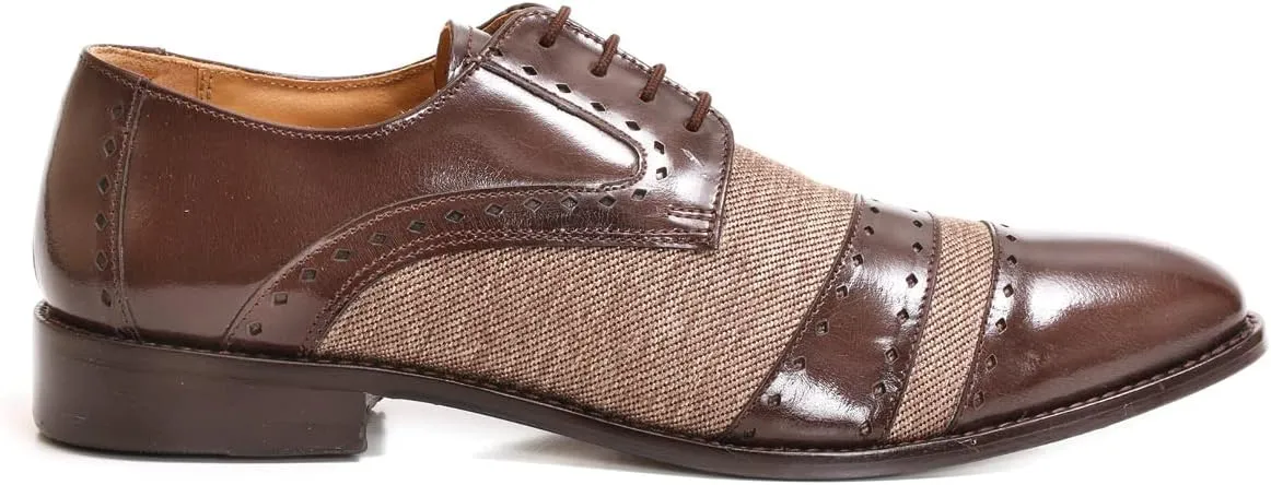 LIBERTYZENO Mens Genuine Leather Adults Wingtip Lace Up Oxford Dress Shoes for Prom Graduation