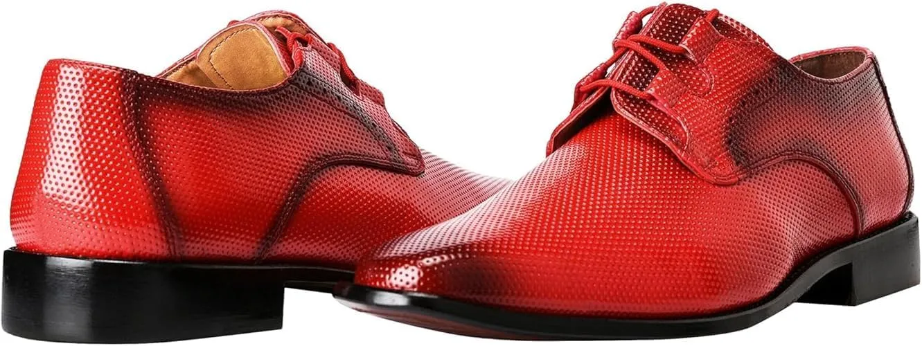 LIBERTYZENO Mens Genuine Leather Classic Tread Design Lace Up Oxford Dress Shoes
