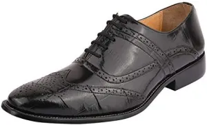 LIBERTYZENO Mens Genuine Leather Ostrich/EEL Print Lace Up Oxford Dress Shoes