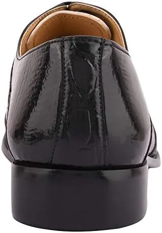 LIBERTYZENO Mens Genuine Leather Ostrich/EEL Print Lace Up Oxford Dress Shoes