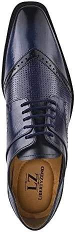 LIBERTYZENO Mens Genuine Leather Ostrich/EEL Print Lace Up Oxford Dress Shoes
