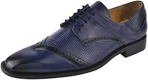 LIBERTYZENO Mens Genuine Leather Ostrich/EEL Print Lace Up Oxford Dress Shoes