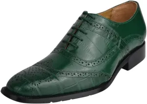 LIBERTYZENO Mens Genuine Leather Ostrich/EEL Print Lace Up Oxford Dress Shoes