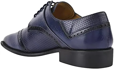 LIBERTYZENO Mens Genuine Leather Ostrich/EEL Print Lace Up Oxford Dress Shoes