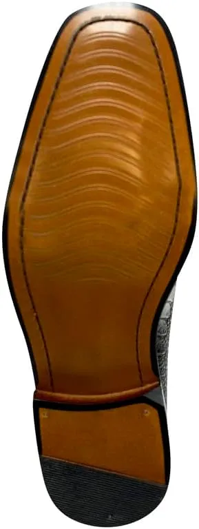 LIBERTYZENO Mens Genuine Leather Ostrich/EEL Print Lace Up Oxford Dress Shoes