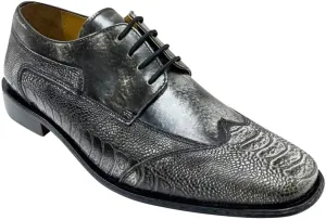 LIBERTYZENO Mens Genuine Leather Ostrich/EEL Print Lace Up Oxford Dress Shoes