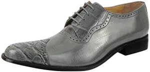 LIBERTYZENO Mens Genuine Leather Ostrich/EEL Print Lace Up Oxford Dress Shoes