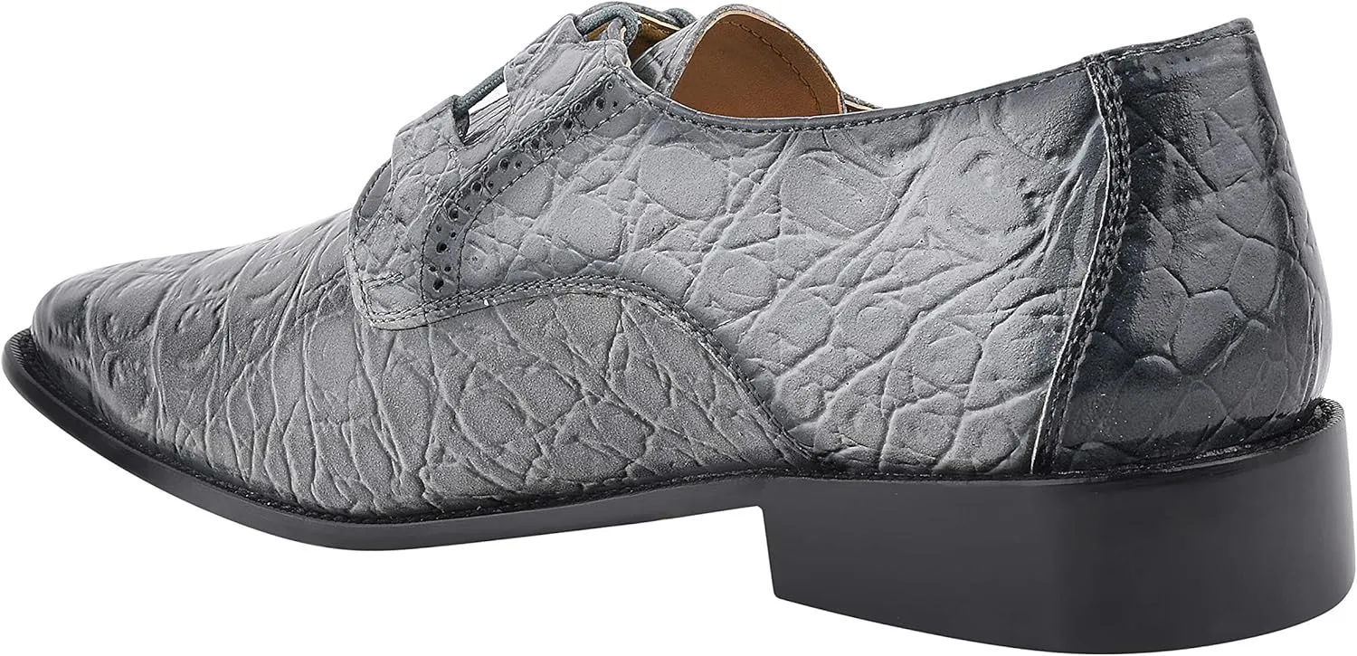 LIBERTYZENO Mens Hornback Print Genuine Leather Lace Up Oxford Dress Shoes