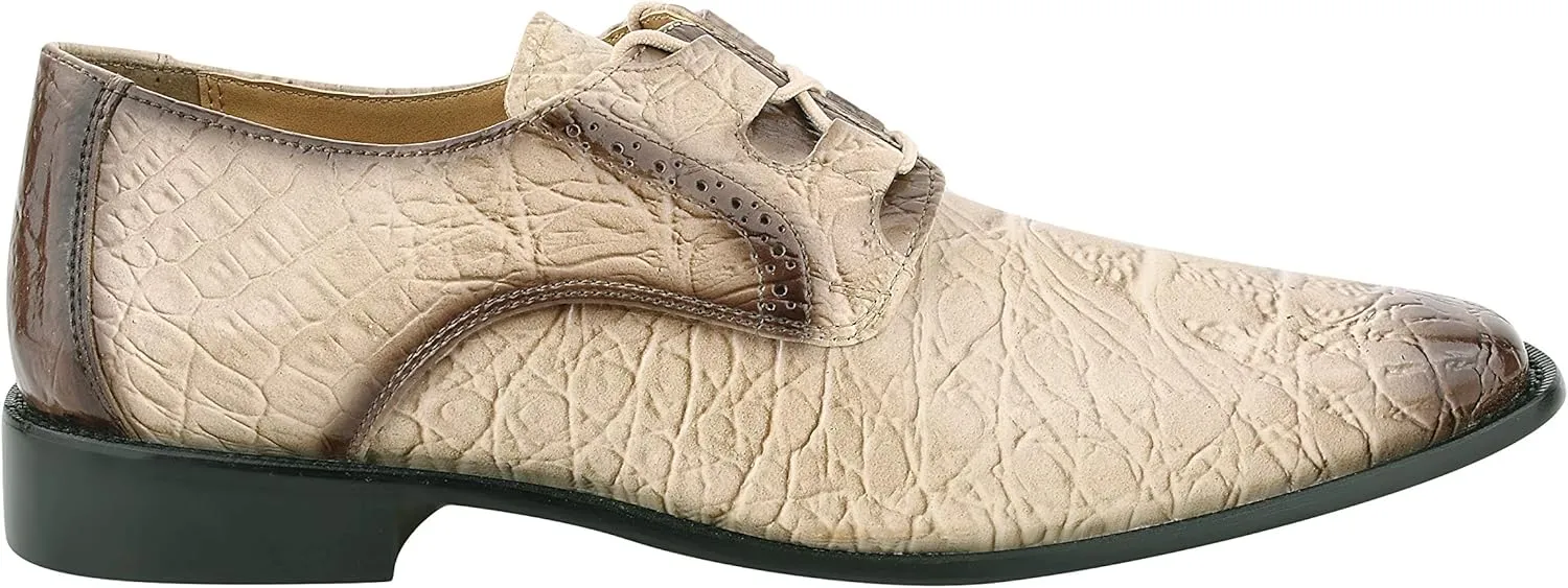 LIBERTYZENO Mens Hornback Print Genuine Leather Lace Up Oxford Dress Shoes