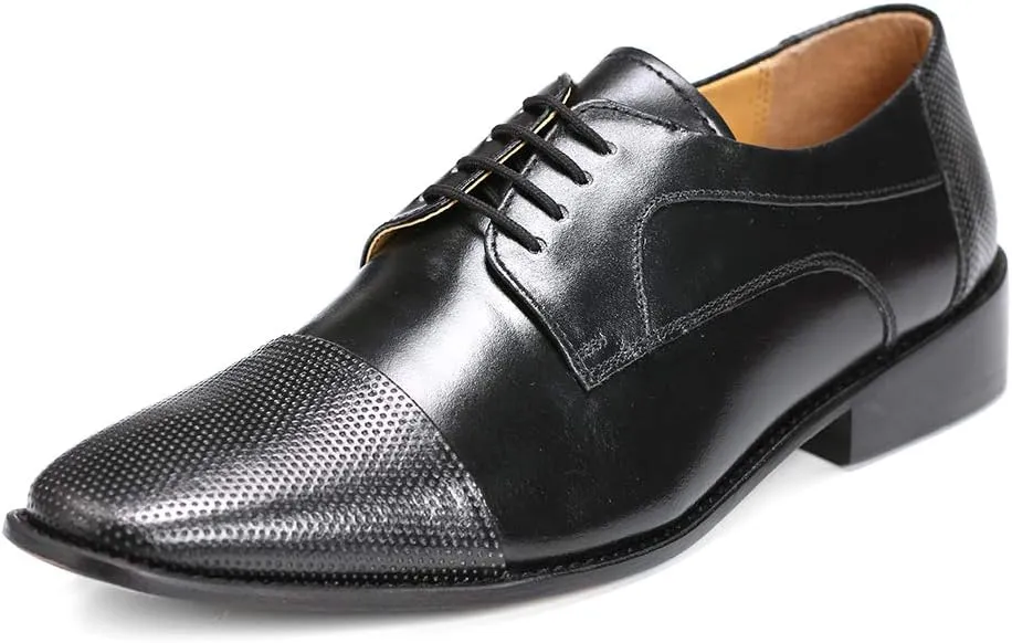 LIBERTYZENO Mens Hornback Print Genuine Leather Lace Up Oxford Dress Shoes