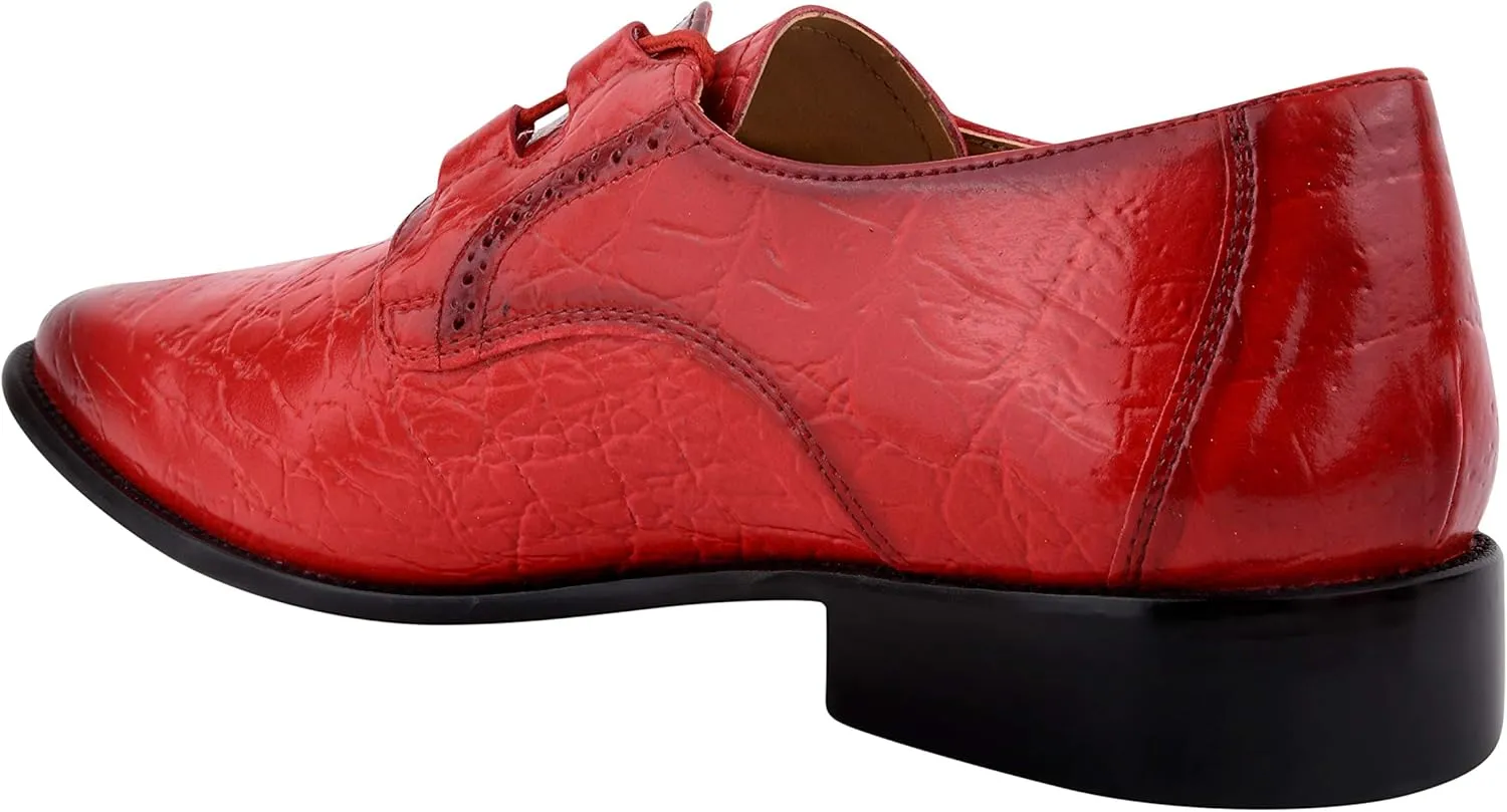 LIBERTYZENO Mens Hornback Print Genuine Leather Lace Up Oxford Dress Shoes