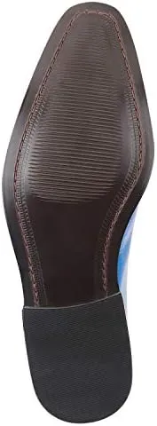LIBERTYZENO Mens Plain & Animal Print Blue Genuine Leather Adults Lace Up Oxford Dress Shoes for Easter Gift