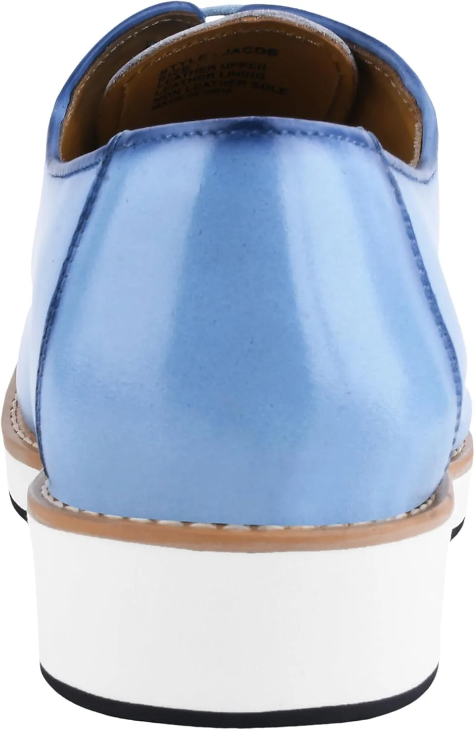 LIBERTYZENO Mens Plain & Animal Print Blue Genuine Leather Adults Lace Up Oxford Dress Shoes for Easter Gift
