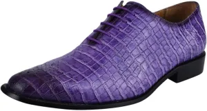 LIBERTYZENO Mens Plain & Animal Print Purple Genuine Leather Adults Slip On & Lace Up Oxford Dress Shoes/Prom Shoes for Easter Gift
