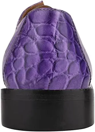 LIBERTYZENO Mens Plain & Animal Print Purple Genuine Leather Adults Slip On & Lace Up Oxford Dress Shoes/Prom Shoes for Easter Gift