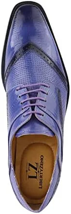 LIBERTYZENO Mens Plain & Animal Print Purple Genuine Leather Adults Slip On & Lace Up Oxford Dress Shoes/Prom Shoes for Prom Graduation