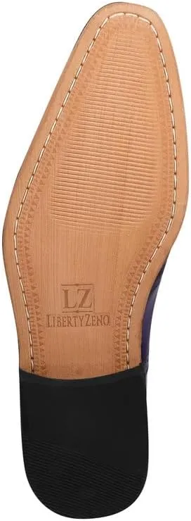 LIBERTYZENO Mens Plain & Animal Print Purple Genuine Leather Adults Slip On & Lace Up Oxford Dress Shoes/Prom Shoes for Prom Graduation
