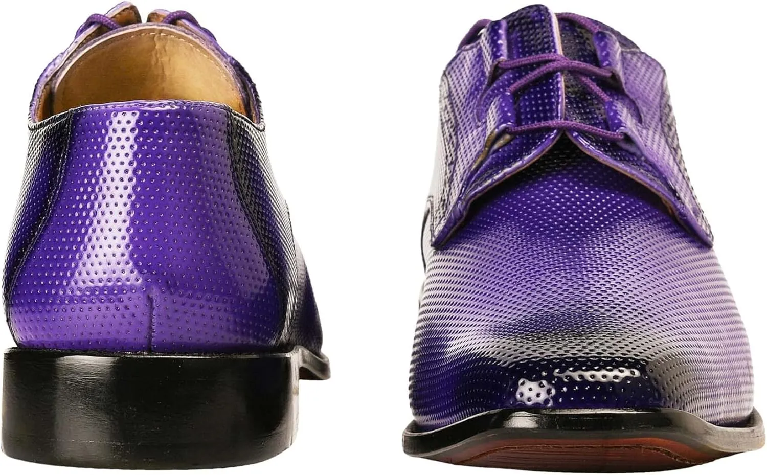 LIBERTYZENO Mens Plain & Animal Print Purple Genuine Leather Adults Slip On & Lace Up Oxford Dress Shoes/Prom Shoes for Prom Graduation