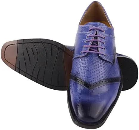 LIBERTYZENO Mens Plain & Animal Print Purple Genuine Leather Adults Slip On & Lace Up Oxford Dress Shoes/Prom Shoes for Prom Graduation