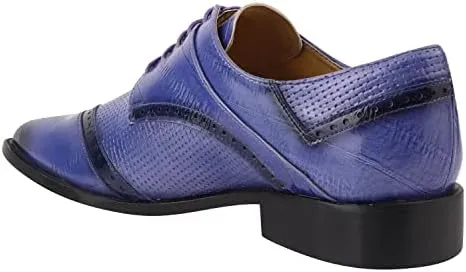 LIBERTYZENO Mens Plain & Animal Print Purple Genuine Leather Adults Slip On & Lace Up Oxford Dress Shoes/Prom Shoes for Prom Graduation