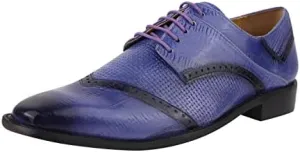 LIBERTYZENO Mens Plain & Animal Print Purple Genuine Leather Adults Slip On & Lace Up Oxford Dress Shoes/Prom Shoes for Prom Graduation