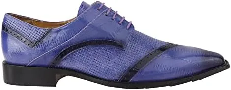 LIBERTYZENO Mens Plain & Animal Print Purple Genuine Leather Adults Slip On & Lace Up Oxford Dress Shoes/Prom Shoes for Prom Graduation