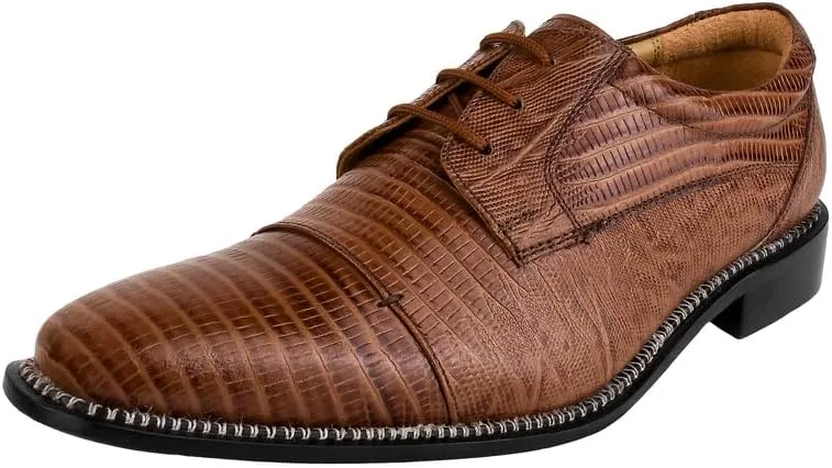 LIBERTYZENO Mens Plain & Lizard Print Genuine Leather Adults Lace Up Oxford Dress Shoes for Prom Graduation