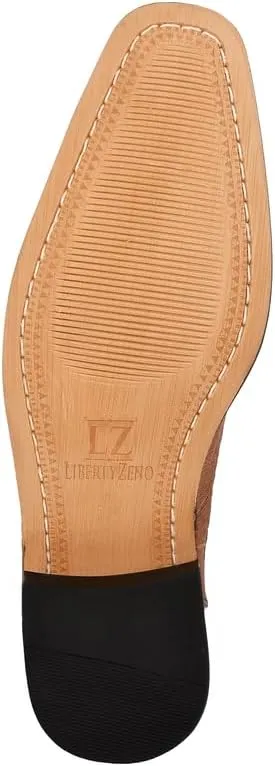 LIBERTYZENO Mens Plain & Lizard Print Genuine Leather Adults Lace Up Oxford Dress Shoes for Prom Graduation
