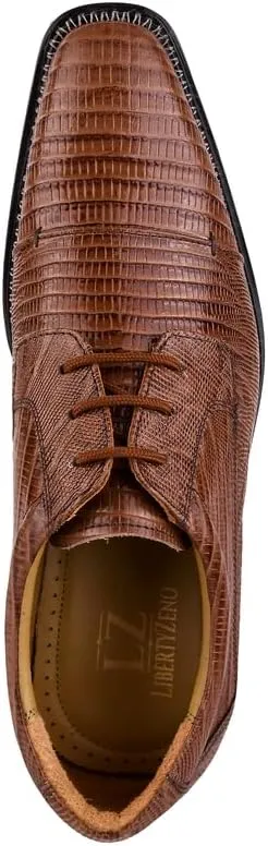 LIBERTYZENO Mens Plain & Lizard Print Genuine Leather Adults Lace Up Oxford Dress Shoes for Prom Graduation