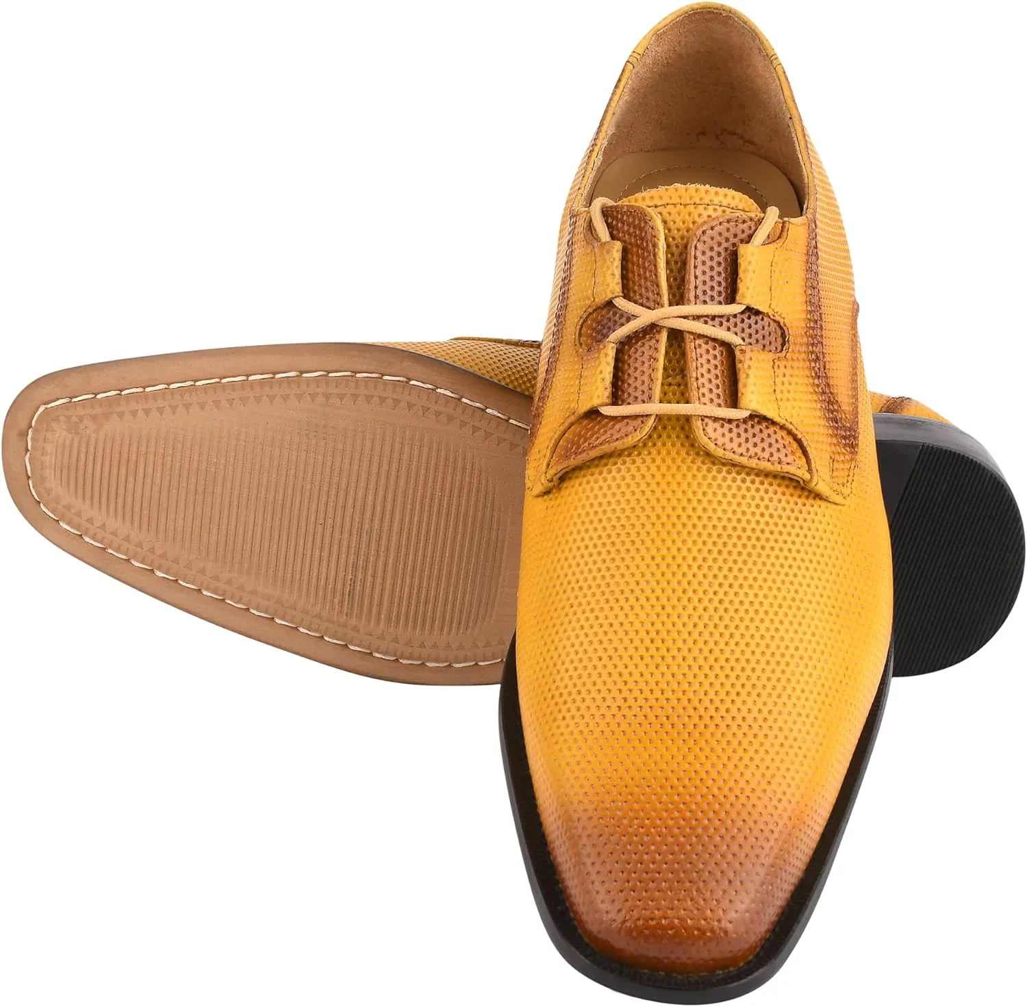 LIBERTYZENO Mens Tread Design Genuine Leather Adults Lace Up Oxford Dress Shoes for Easter Gift