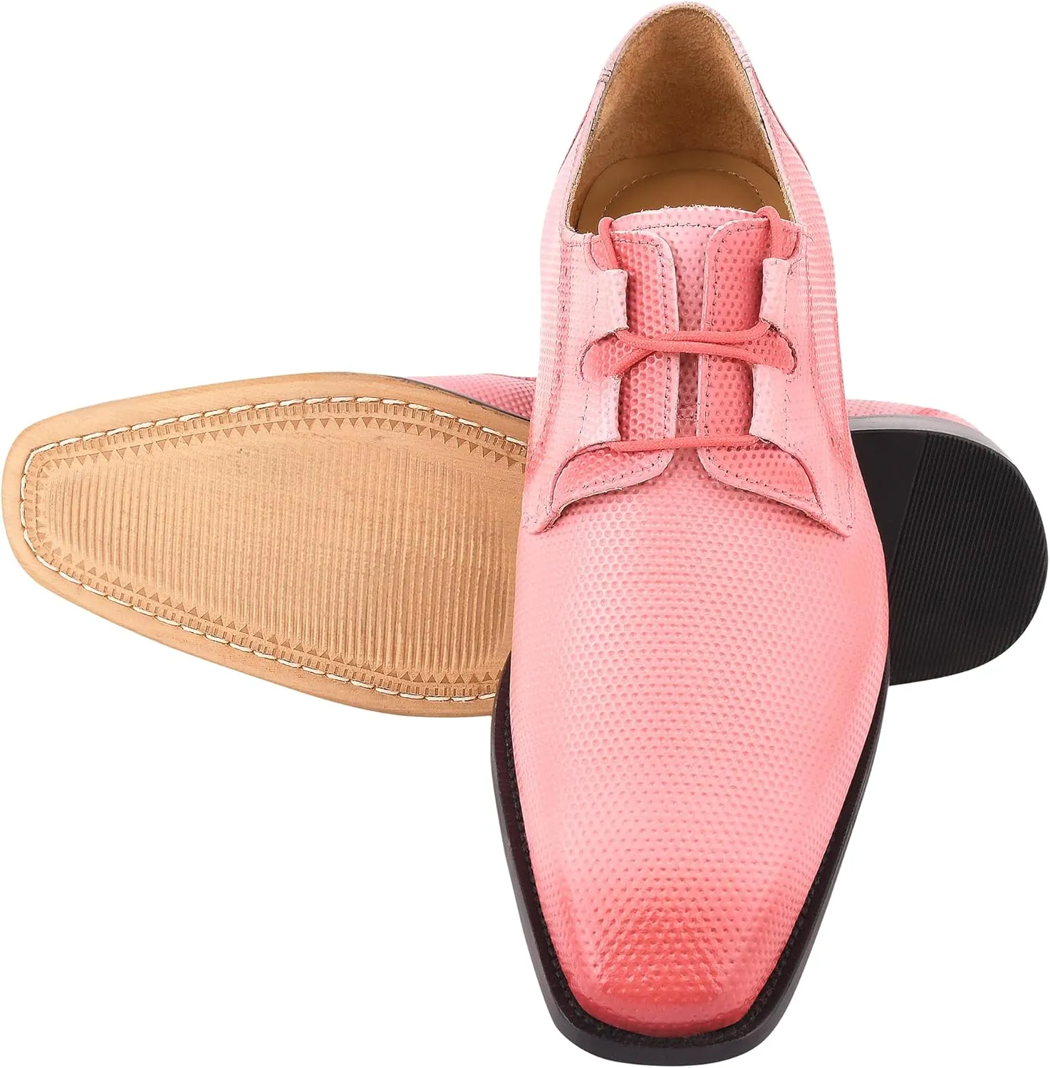 LIBERTYZENO Mens Tread Design Genuine Leather Adults Lace Up Oxford Dress Shoes for Easter Gift