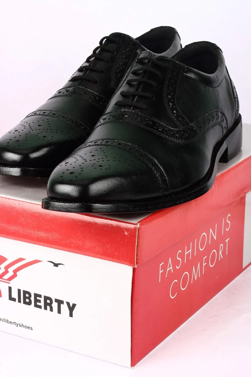 LIBERTYZENO Mens Wingtip Brogue Genuine Leather Adults Lace Up Oxford Dress Shoes for Prom Graduation