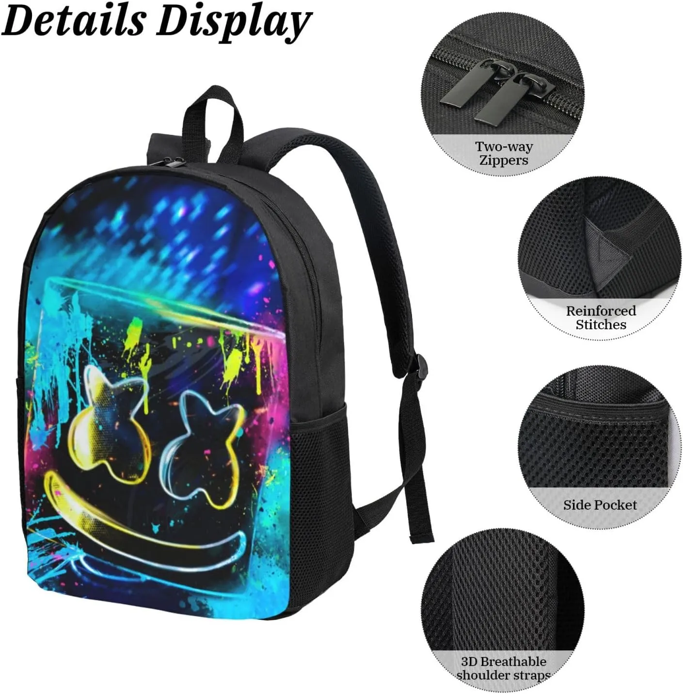 Lightweight Cool Backpacks 3D Printed Laptop Backpack Multifunctional Bag for Travel Shopping Hiking Camping Chrismas Birthday Gifts (Style-2)