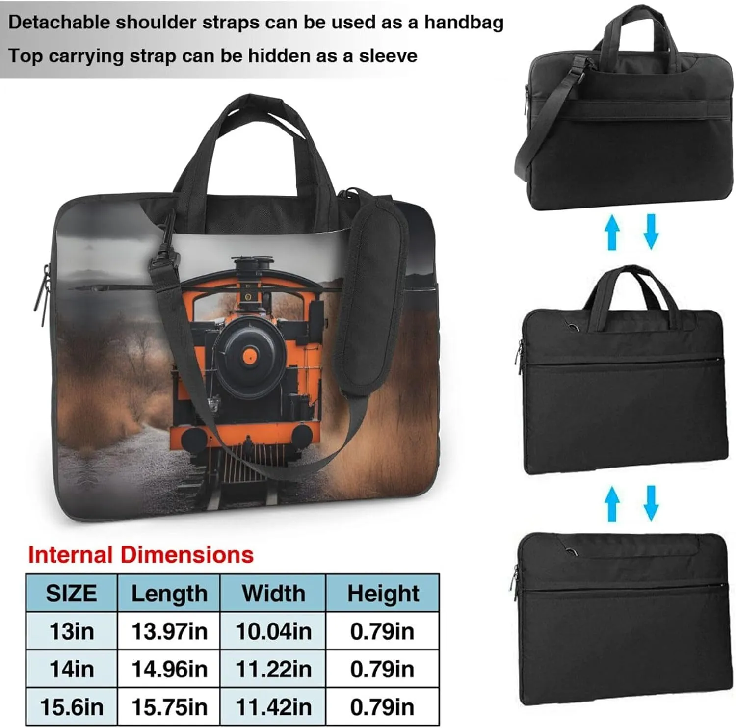 locomotive Print Laptop Case and Computer Bag - Versatile Laptop Bag for Men Laptop Shoulder Bag, Black